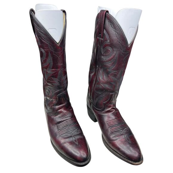 Vintage Dan Post Men’s Black Cherry Cowboy Boot Size US 8 D - Picture 5 of 10